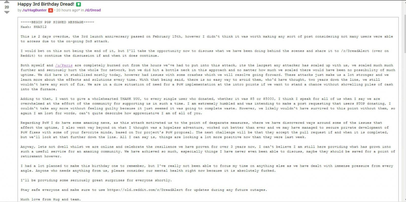 Post to the Dread forum