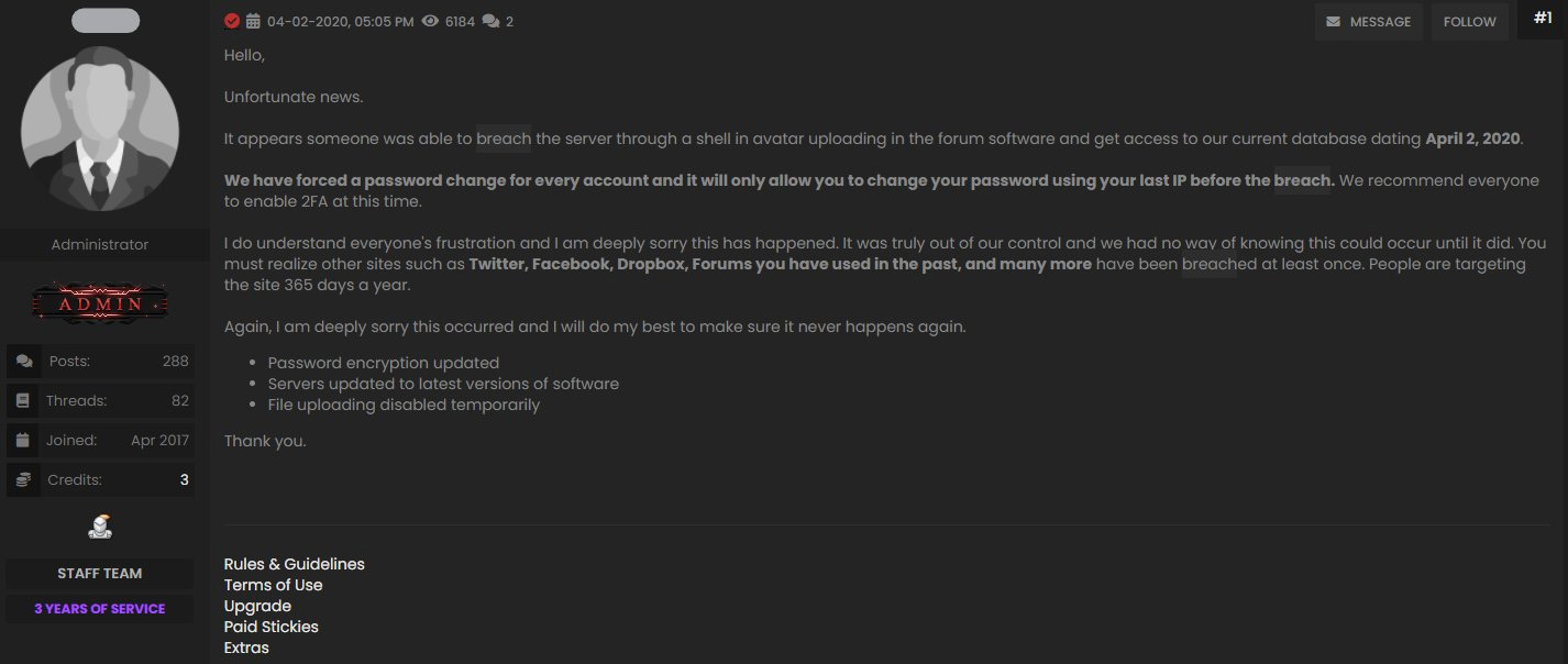 Announcement for the April 2020 hack