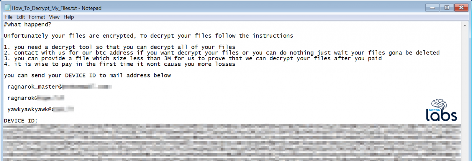 Ragnarok Ransom Note