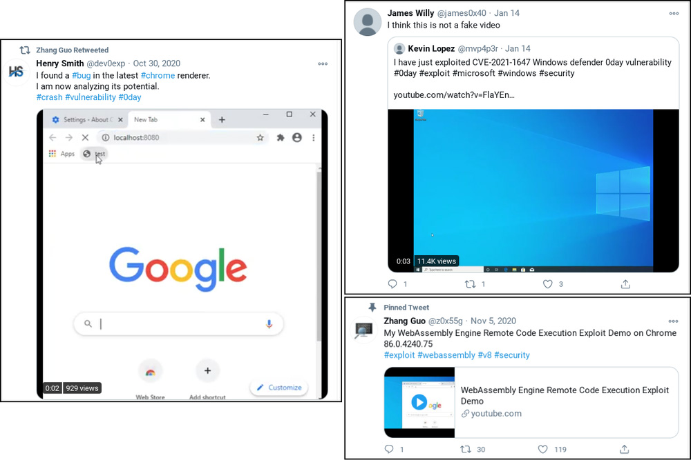 Social media accounts used in this campaign