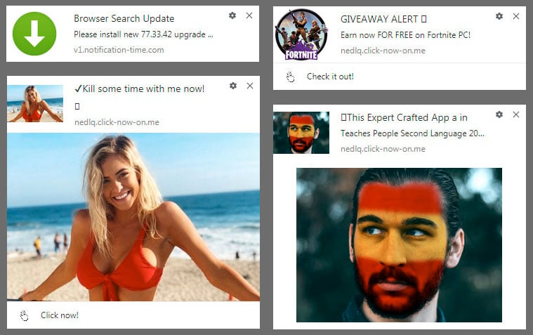 Browser notification spam examples