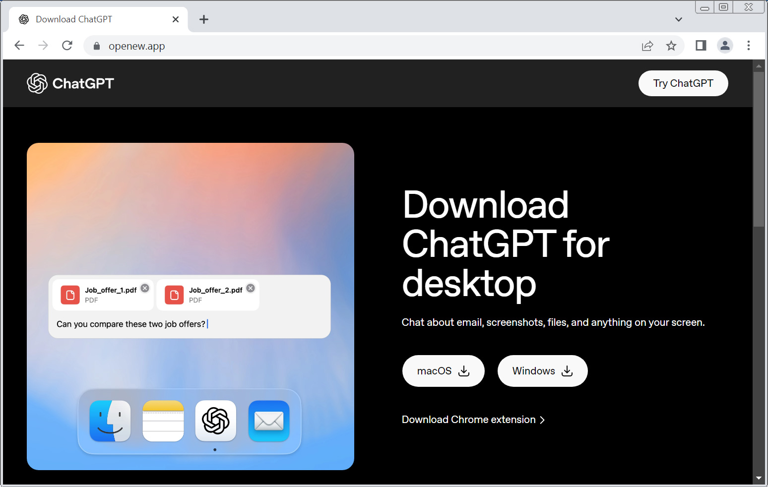 Fake ChatGPT download site