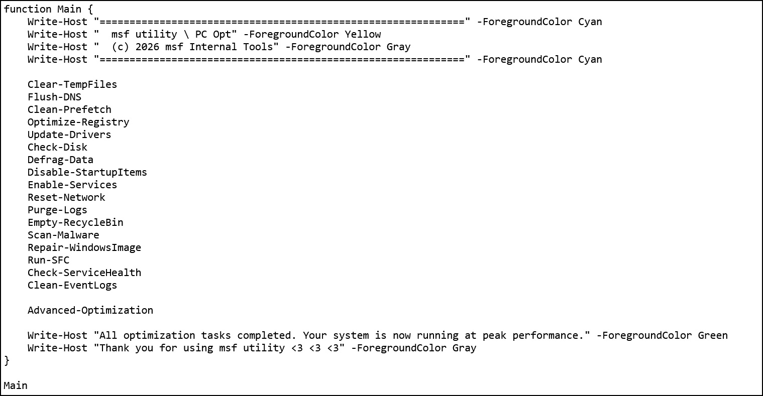 Fake msf utility \ PC Opt utility