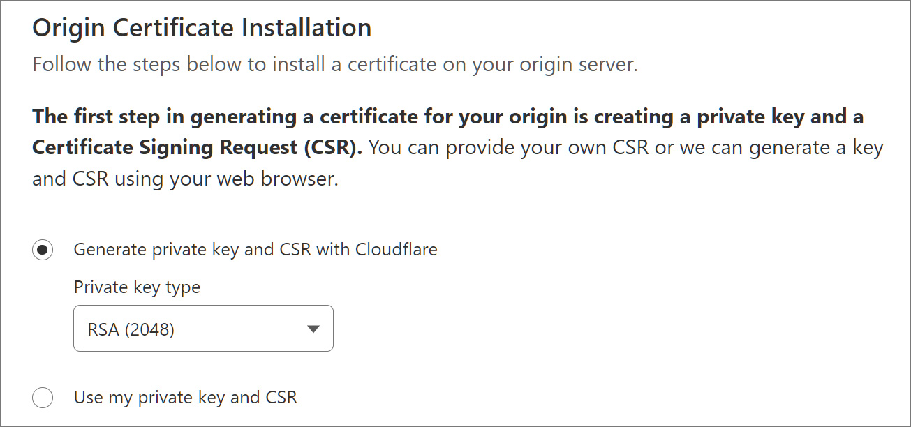 Cloudflare origin certificate installation