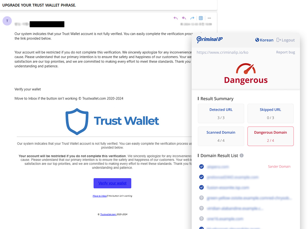 TrustWallet phishing email