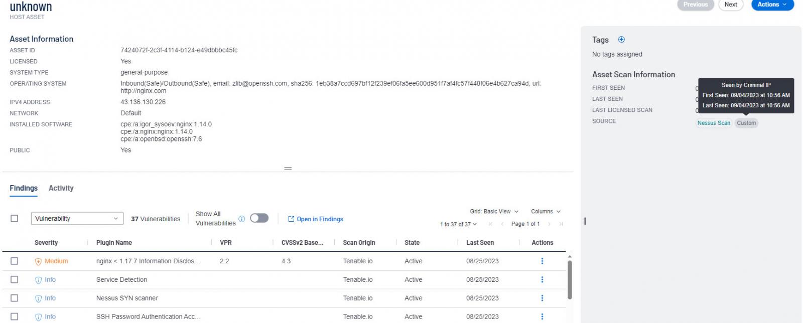 Crucial IP Address Information Detected by Criminal IP