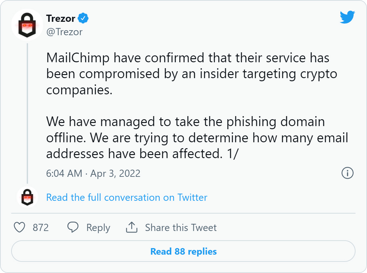 Trezor tweet