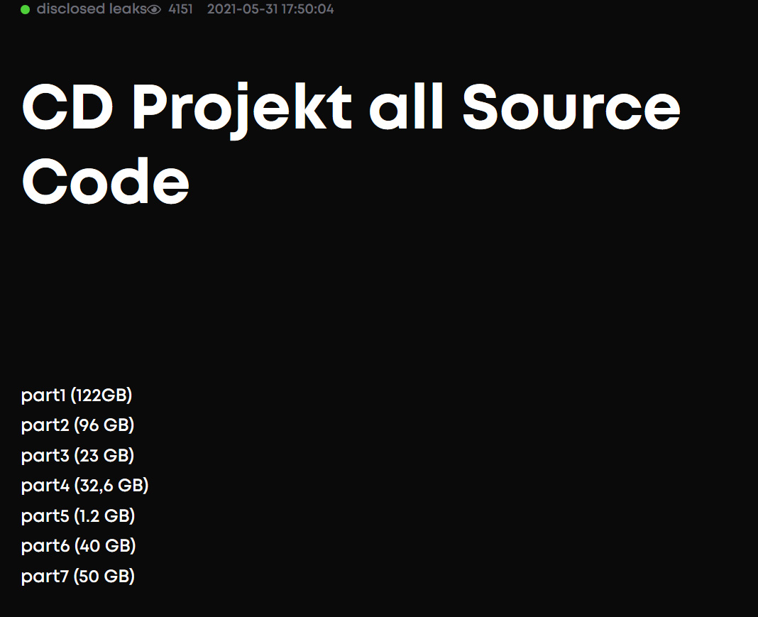 CD Projekt data leak fidye yazılım