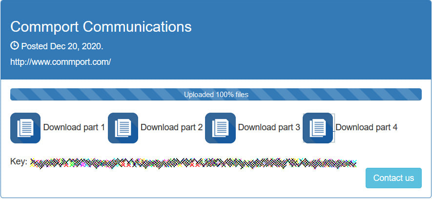 Commport Communications data leak on ransomware site