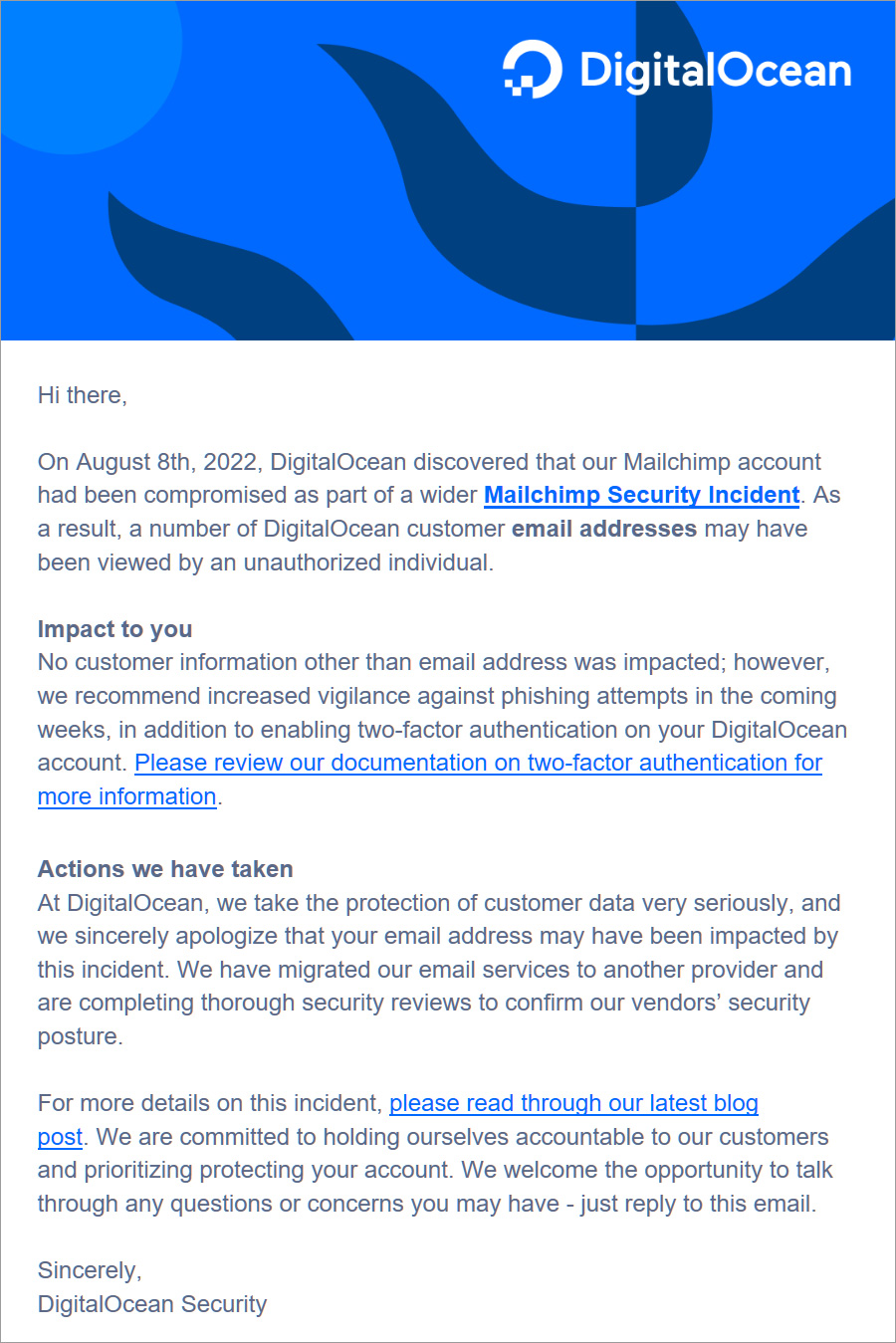 DigitalOcean data breach notification