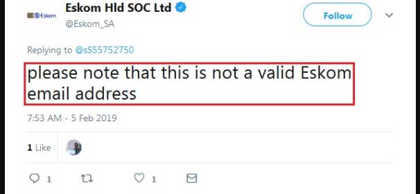 Initial Reply From Eksom