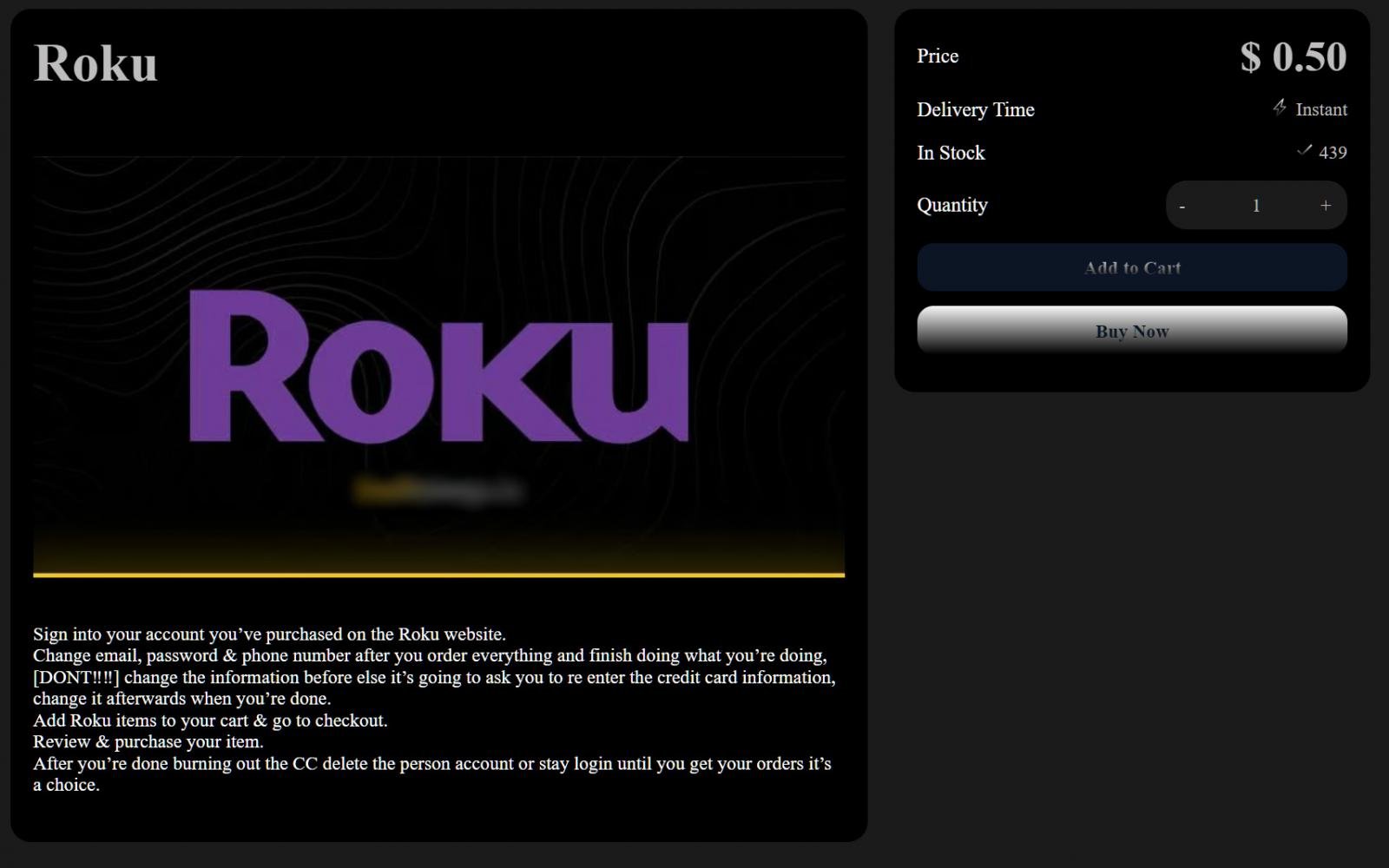 Stolen Roku accounts sold for as little as $0.50 on a marketplace