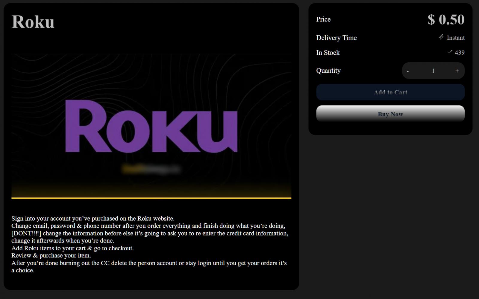 Stolen Roku accounts sold for as little as $0.50