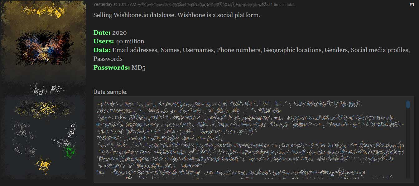 Wishbone database for sale
