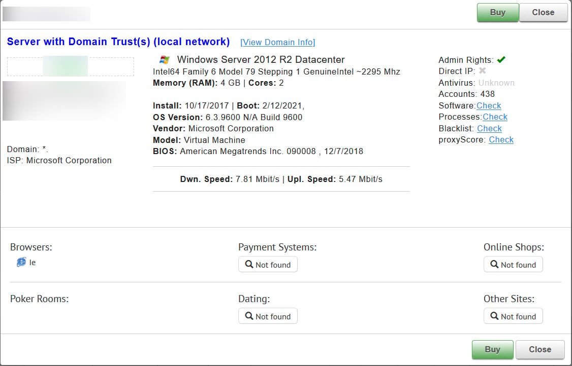 RDP server specs for potential buyers