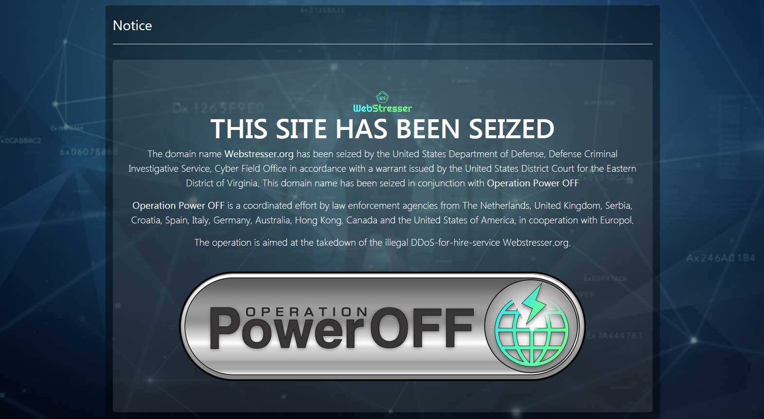 Notice on Webstresser.org