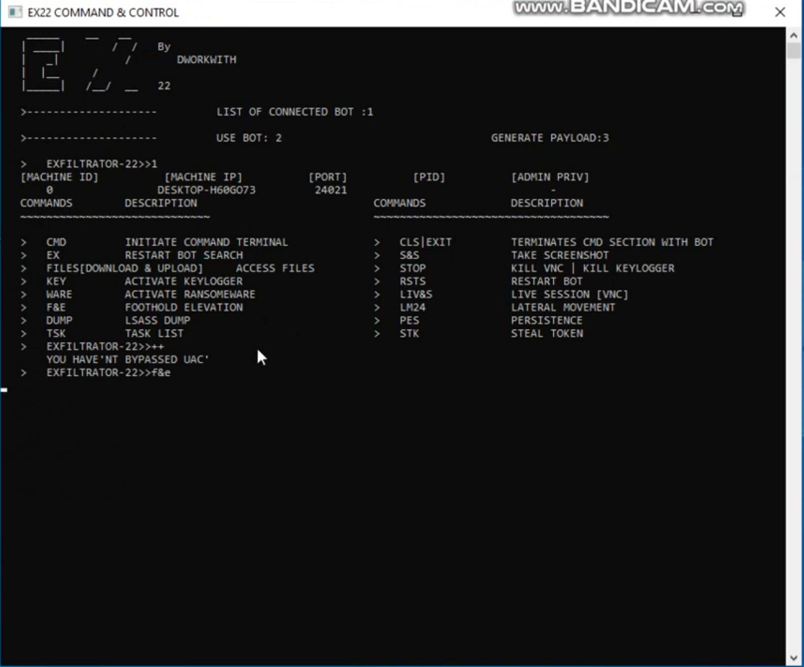 EX-22 Command & Control console application