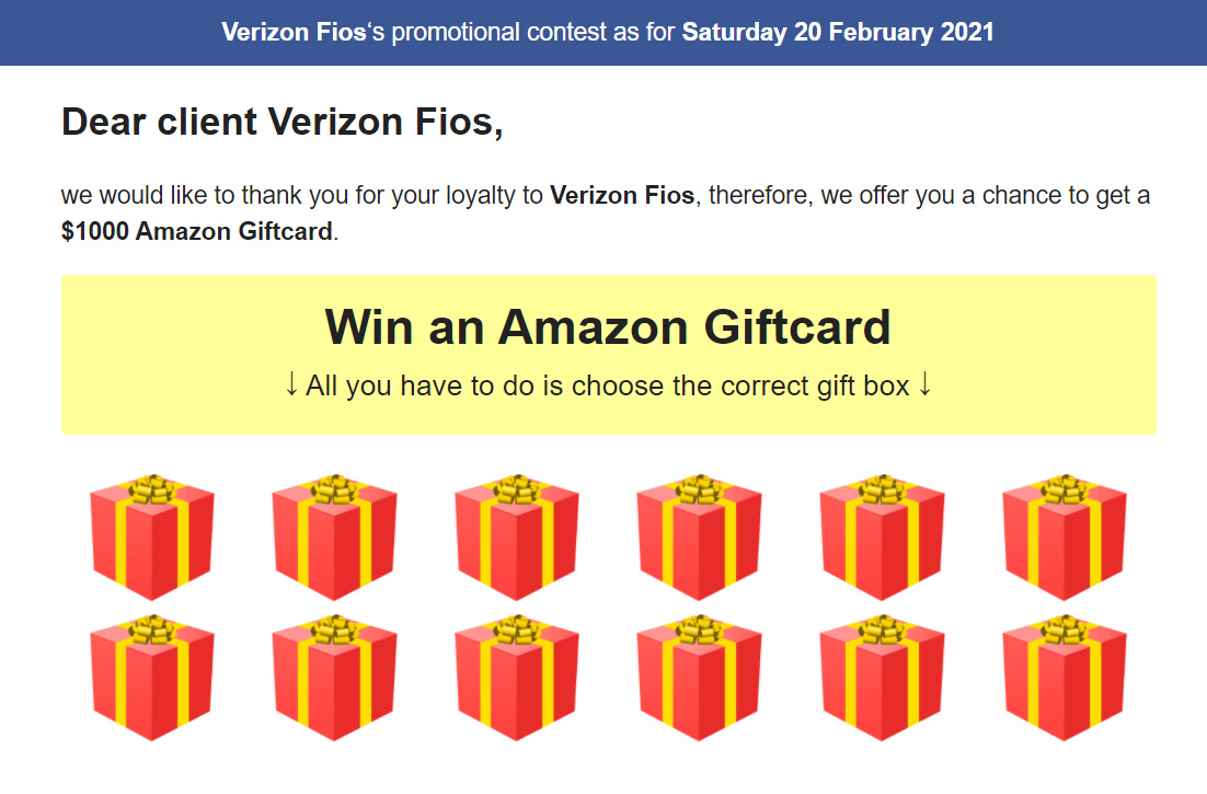 Fake Amazon giveaway scam