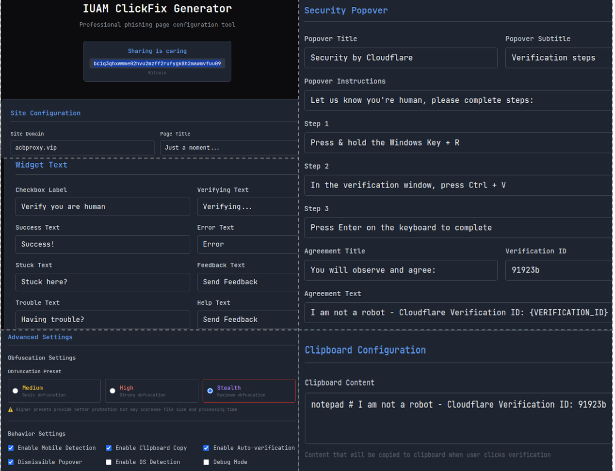 IUAM ClickFix Generator interface