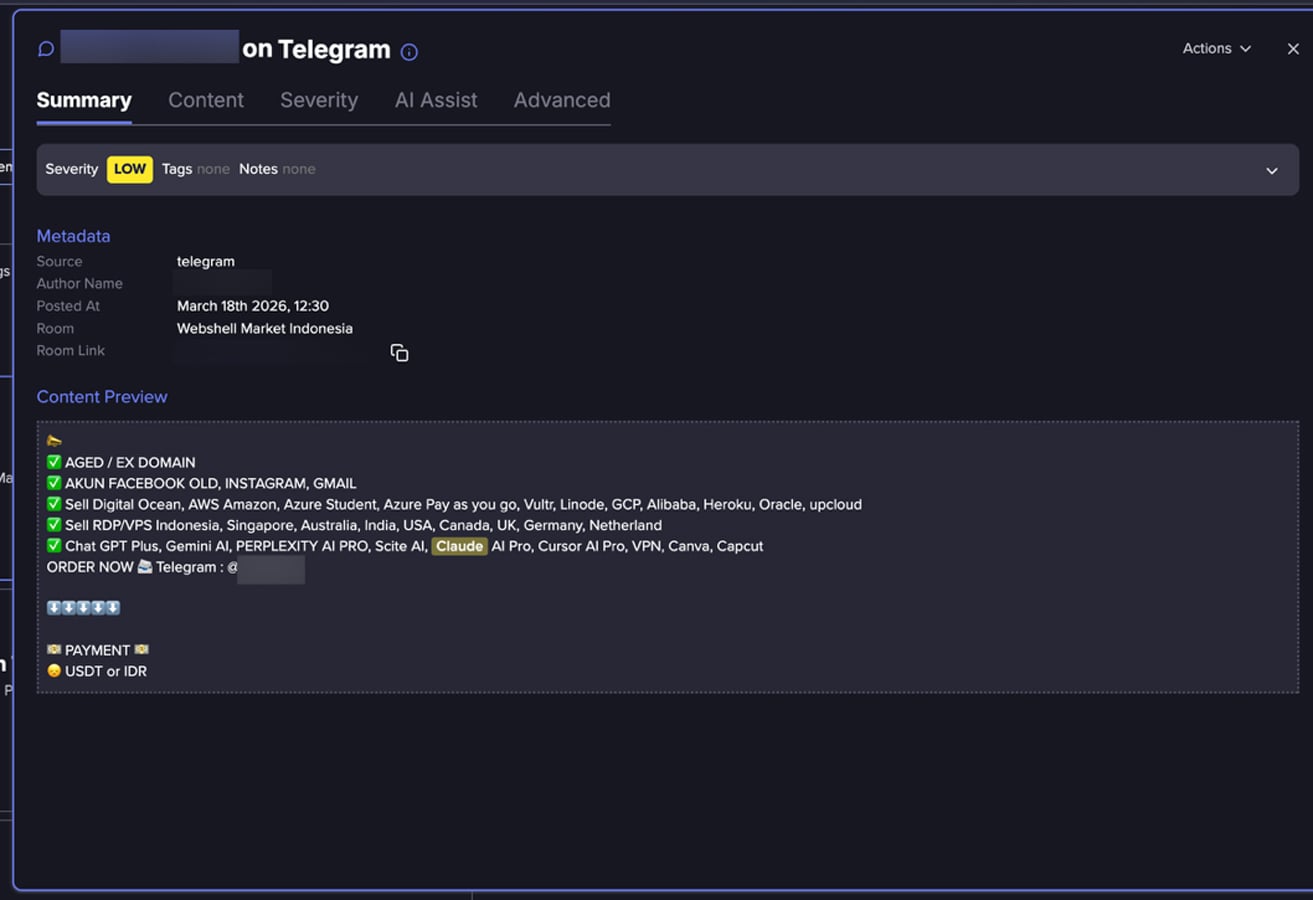 AI accounts are sold as part of an IT stack like RDPs, VPSs, etc.