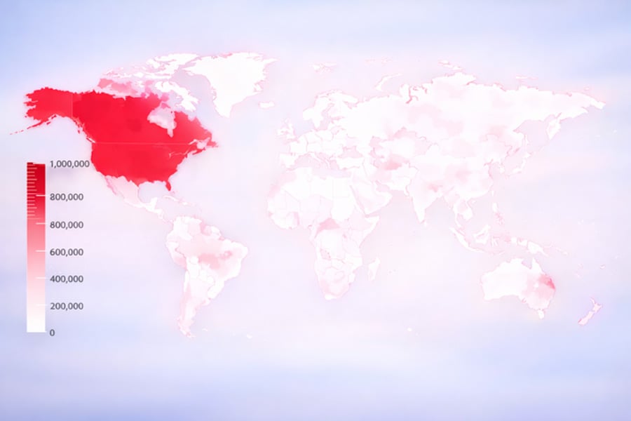 World map of cPanel distribution