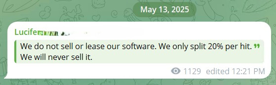 Screenshot from Lucifer Drainer Telegram channel