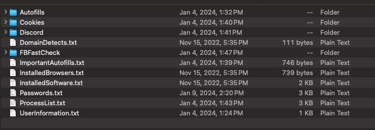 Screenshot of the information stealer logs can contain, including cookies, passwords, and other sensitive information