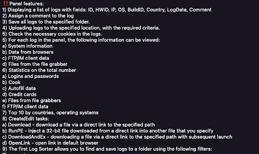 Web Steerer Panel Features Description