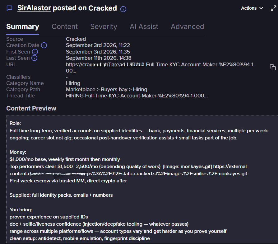 Screenshot taken from Flare's platform showing the recruitment proposal in the forum.
