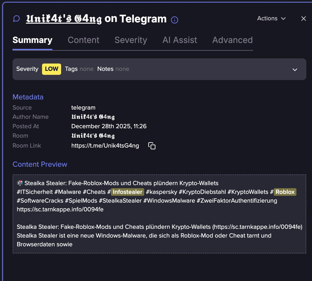 Ad for a fake Robolox mod (Flare link to post, sign up for free trial to access if you aren’t already a customer)