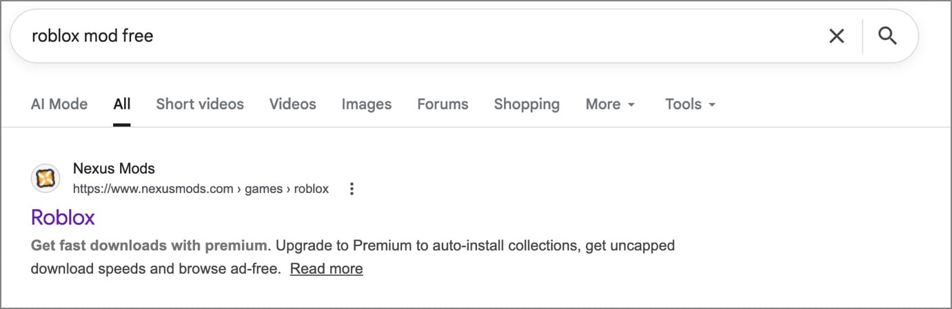 Roblox mod free search