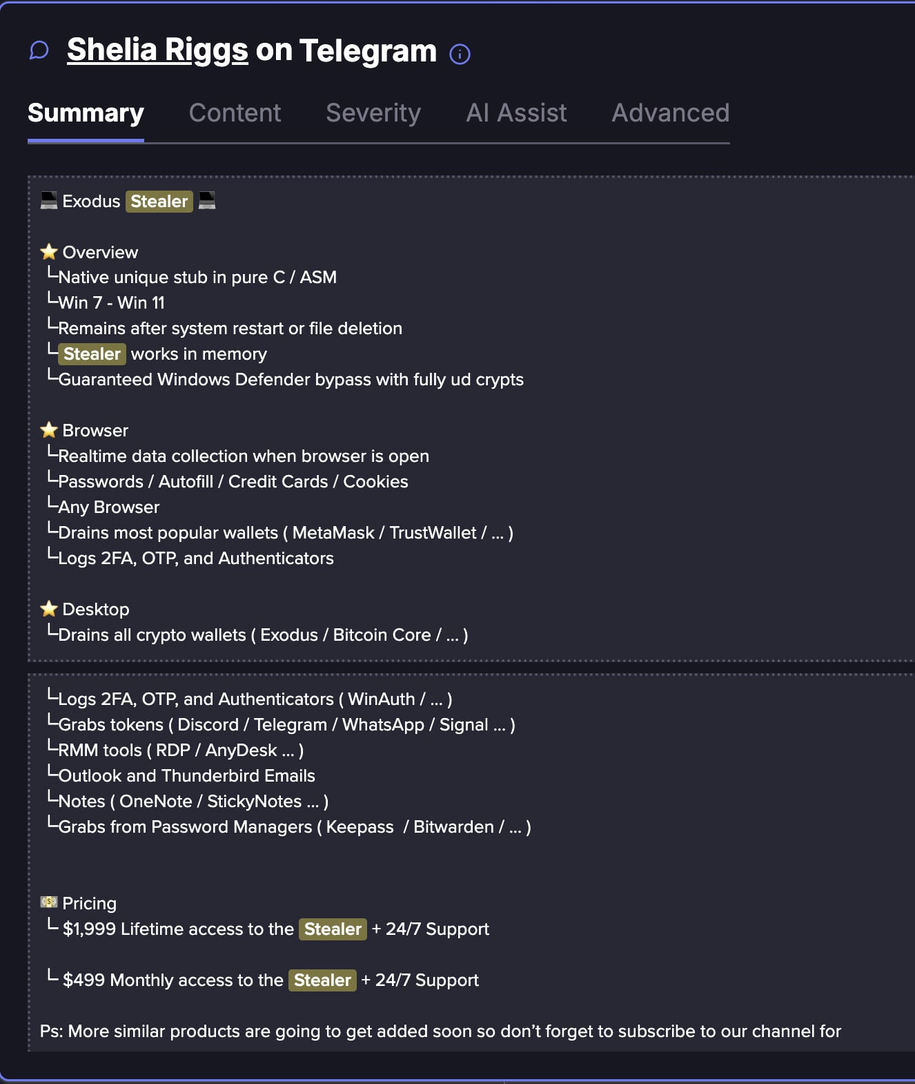 Threat actor on Telegram seeks out PhaaS kit (Flare link to post, sign up for free trial to access if you aren’t already a customer)