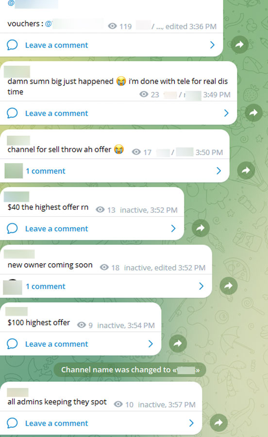 Illegal telegram channel