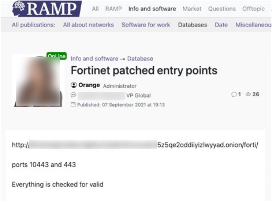 Post on the RAMP hacking forum