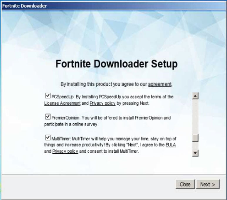 fortnite downloader adware bundle - fortnite hack router