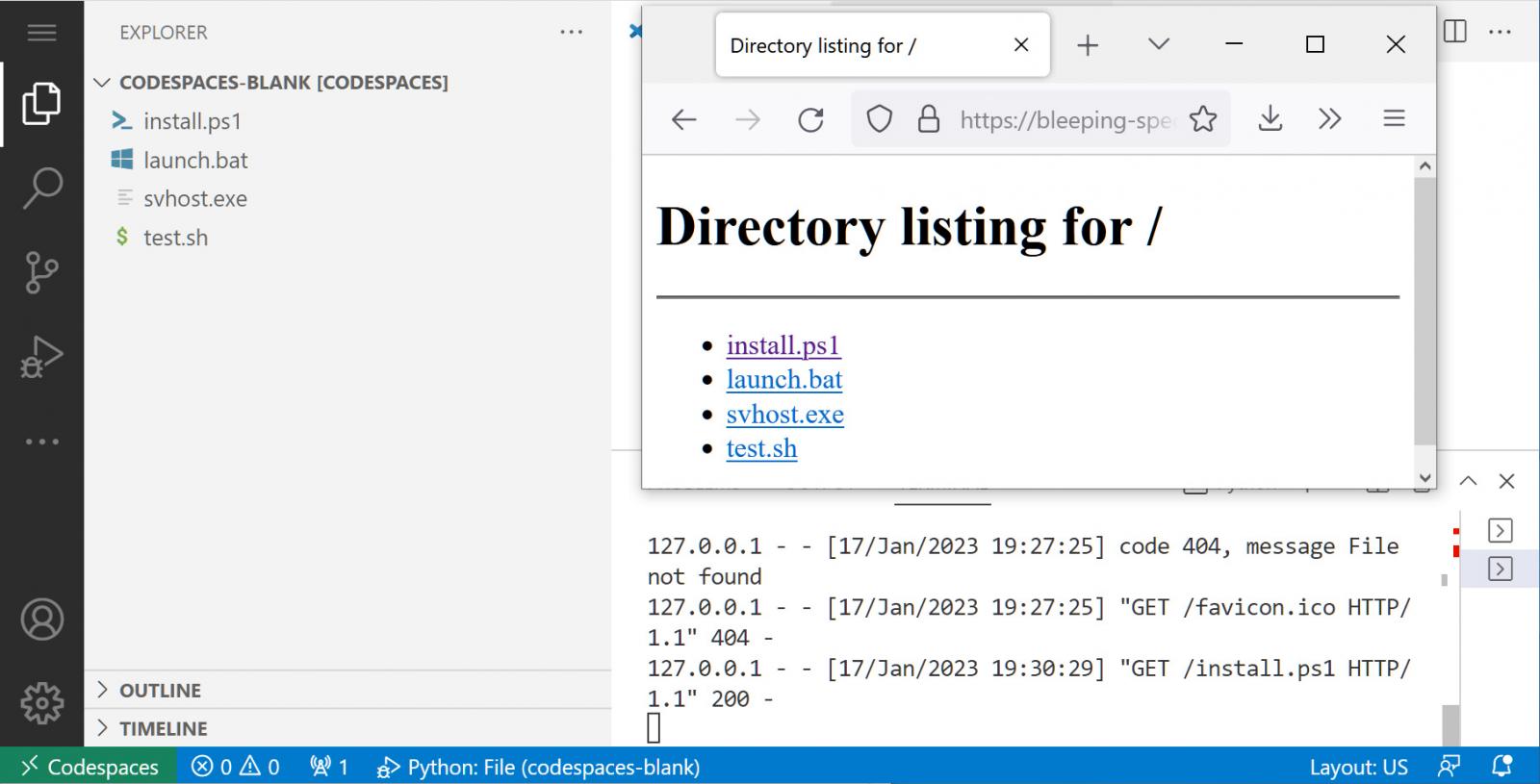 Create a web server with an open directory