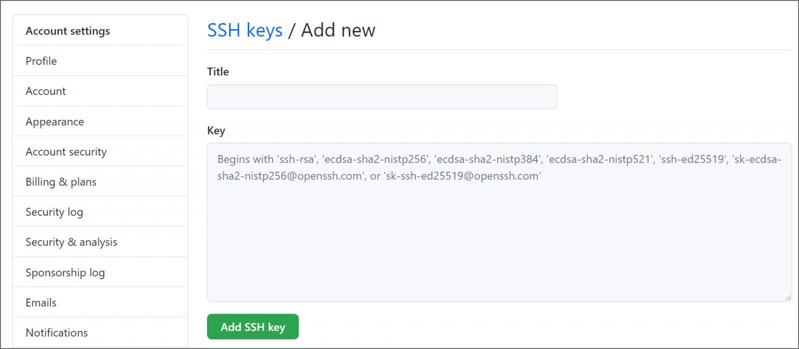 Adding an SSH key to GitHub