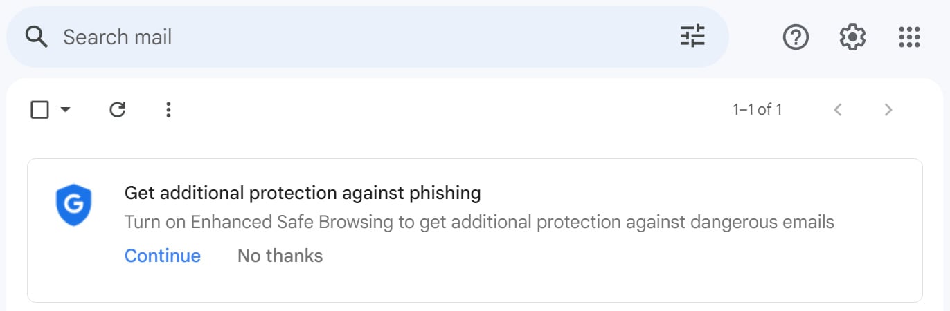 Google pushing Enhanced Safe Browsing alerts via Gmail.com in Chrome