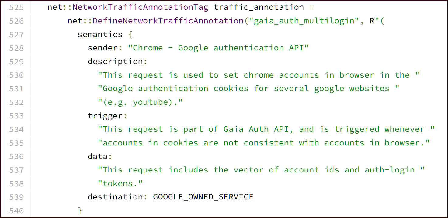 Google Chrome source code for the MultiLogon endpoint