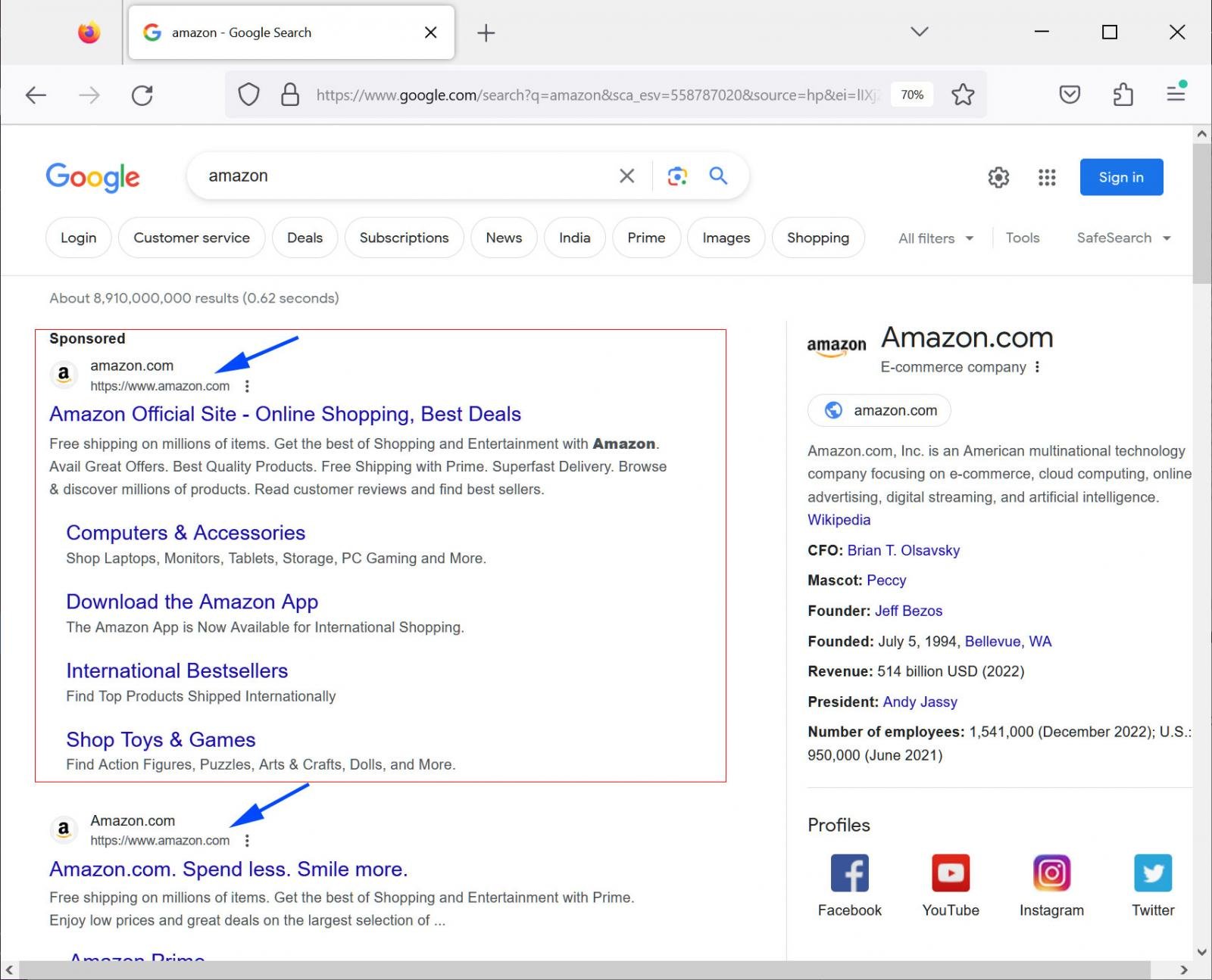 Googleの検索結果に偽のAmazon広告が表示される