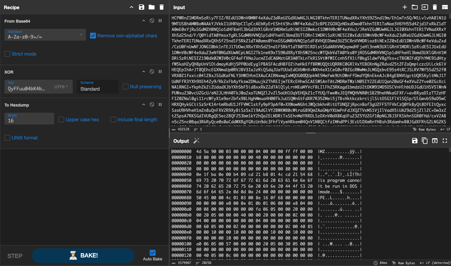CyberChef recipe to extract the next payload
