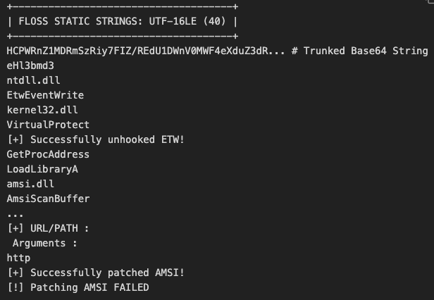 FLOSS output of the .NET assembly