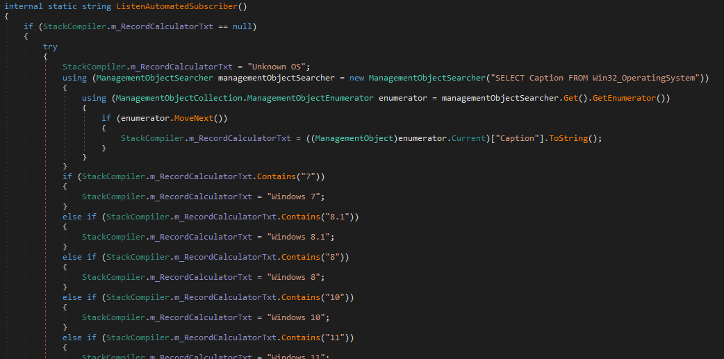 Gathers the OS version and architecture (e.g., "Windows 10 64Bit")