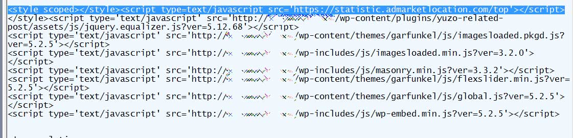 Injected JavaScript into the hacked Wordpress site