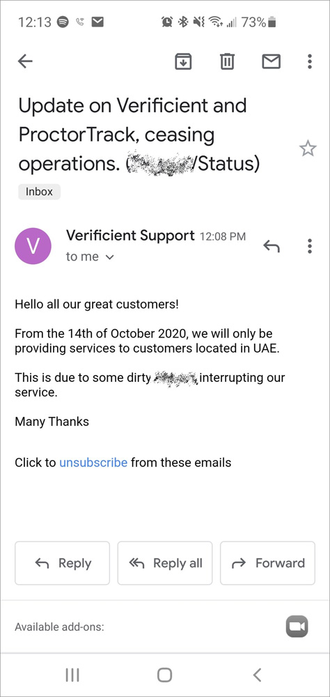 email Emails sent to students from hacker