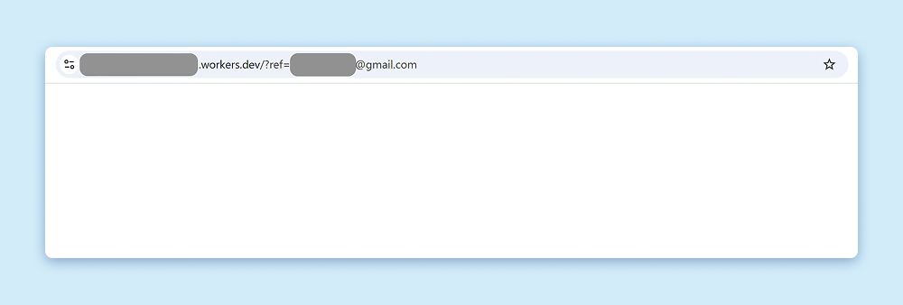 El sitio de phishing se carga como una página en blanco cuando se ha proporcionado un correo electrónico personal.