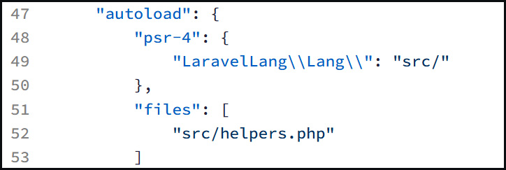 helpers.php added to autoload section of composer.json